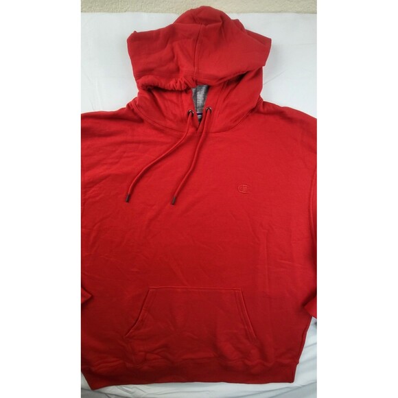 Champion PowerBlend Fleece Pullover Hoodie Red Mens XXL NWT Embroidered Logo - Picture 2 of 8